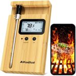AlfaBot Wireless Meat Thermometer, Bluetooth Meat Thermometer for Turkey Beef Lamb, Digital Food Thermometer for Remote Monitoring of BBQ Grill/Rotisserie/Smoker/Kitchen/Oven(Small)