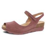 Dansko Marcy Slip-On Wedge Sandal for Women - Comfortable Wedge Shoes with Arch Support -Adjustable Hook & Loop Strap - Versatile Casual to Dressy Footwear - Lightweight Rubber Outsole, Rose, 9.5-10