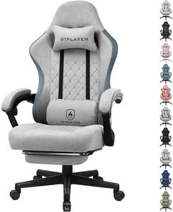 GTPLAYER Fabric Gaming Chair with Footrest, Ergonomic Computer Desk Chair with Pocket Spring Cushion Home Office High Back Support Lumbar Support Heavy Duty Wide