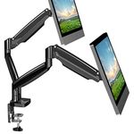 UPGRAVITY Dual Monitor Mount, Dual Monitor Desk Mount for Two Ultrawide 22"-34" Flat/Curved Computer Screens, Fully Adjustable Gas Spring Double Monitor Stand Arms Hold 26.5lbs, VESA 75x75/100x100mm