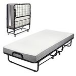 Milliard Diplomat Guest Folding Bed with 12.5cm Thick Luxurious Memory Foam Mattress and a Strong Sturdy Foldable Rollaway Frame - Small Single 190 x 79cm