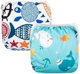 ALVABABY Baby Swim Diapers 2pcs One Size Reuseable Washable & Adjustable for Swimming lesson Boys Girls 0-2 Years Old DYK05-06-AU