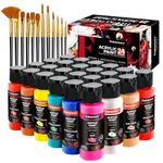 Craft Acrylic Paint, Set of 24 Colors(2 oz/Bottle), Water-Based, Non Toxic, Non Fading, Waterproof, Acrylic Paint Kit for Artwork & DIY Projects on Canvas, Wood, Glass, Clay, Fabric, Ceramic, Paper