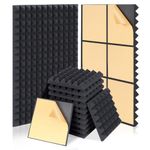 HERTBER-24 Pack sound proofing panels 12x12x2 Inch acoustic wall panels Self Adhesive soundproofing panels with Strong Glue, High Density Acoustic Panels for sound absorption and echo control...