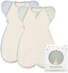 BebeBiu 2 Pack- Baby Swaddle, Organic Cotton Baby Sleeping Bag, Baby Transitional Swaddle, Newborn Sleep Sack, Soft, Comfortable, & Breathable, Two-Way Zip (Sage/Ether, 6-9 Months)