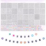 Funtopia 1560 Pcs Letter Beads Number Beads, 39 Styles White Round Alphabet Beads for Jewelry Making, Friendship Bracelet Kit with Smile Face Beads Heart Beads Star Beads Charms (4x7mm, 40 Grids)