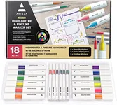 ARTEZA Highlighters Assorted Colors, 18-Piece Set, Neon & Pastel Highlighters, Fineliner Pens