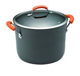 Rachael Ray Hard Anodized II Nonstick Dishwasher Safe 10-Quart Covered Stockpot, Orange