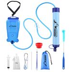 WADEO Gravity Water Filter, Camp Water Filter for Travel Hiking Emergency Preparedness, Portable Water Filter with 3L TPU Water Storage Bag, Tree Strap, Extension Tube and Survival Gear