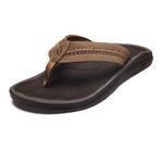 OLUKAI Hokua Men's Beach Sandals, Quick-Dry Flip-Flop Slides, Water Resistant & Wet Grip Rubber Soles, Compression Molded Footbed & Soft Comfort Fit, Tan/Tan, 10