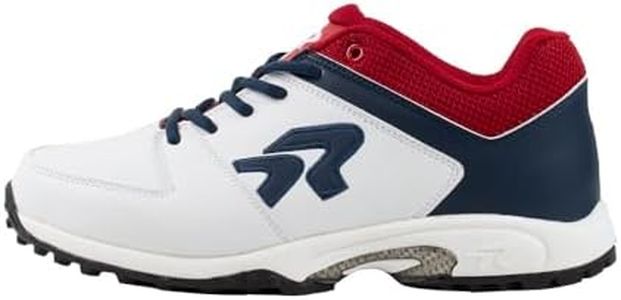 Ringor American Spirit Softball Turf Shoes for Women | Durable and Comfortable Performance Shoes, White/Navy/Red, 9