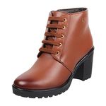 Mochi Women Block Heel Ankle Boot Tan UK/6 EU/39 (31-91)