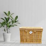 Al Fly Bamboo Cane Wood Laundry Basket Handmade Jute Rope Wicker | Bucket | Gift Toys Storage Box | Magazine Books Newspaper AND Essentials Storage Box With Lid