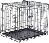 PETAPPY Wire Dog Crate 24 Inch, Wire Dog Kennel with Removable Tray, Floor Protecting Feet, Double Door Folding Dog Cage for Outdoor and Indoor