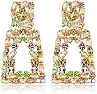 EVER FAITH Orecchini a forma di rettangolo per Donne Ragazze, Scintillio Cristalli di Strass Orecchini di Dichiarazione Geometrica Colorati