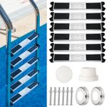 XLSXEXCL 6 Pack Stainless Steel Swimming Pool Ladder Steps with Pool Ladder Bumpers & Pool Ladder Escutcheon Plates, Heavy Duty Replacement Pool Ladders for Inground Swimming Pools, Silver