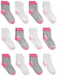 Simple Joys by Carter's Baby Girls' 12-Pack Sock Crew, Pink/Gray/White, 12-24 Months