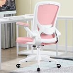 Ergonomic Office Chair, KERDOM Breathable Mesh Desk Chair, Lumbar Support Computer Chair with Wheels and Flip-up Arms, Swivel Task Chair, Adjustable Height Home Gaming Chair (Pink, 9060)