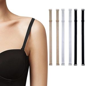 WKRTDY Juego de 6 clips de sujetador elásticos y ajustables para mujeres, con antideslizantes y en colores negro, carne, blanco y negro, ideales para dar soporte y forma a la espalda