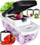 Fullstar Chopper Vegetable Cutter Mandoline Slicer for Kitchen with Handle - Veggie Chopper with Container and Lid, Food Chopper Salad Chopper Vegetable Chopper, Onion and Cheese Slicer (3 in 1)