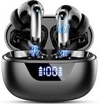 Wireless Earbuds, Bluetooth 5.3 Headphones HiFi Stereo, 48H Playback with 4 ENC Noise Cancelling Mics, Bluetooth Earbuds IP7 Waterproof, Wireless Earphones LED Display Ear Buds for Gym, Workout Black