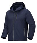 MAGCOMSEN Soft Shell Jacket Mens Hooded Work Jackets Waterproof Raincoats Fleece Lined Warm Winter Jacket Lightweight Hiking Navy XL