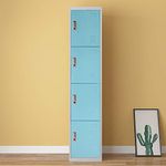 Panana Metal Lockers Storage Cupboard Steel Lockable Office File Cabinet Unit Staff Gym School Shop Changing Sky Blue (4 door)