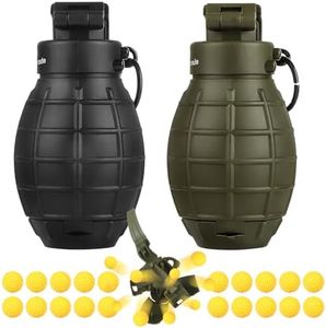 Tactical Toy Hand Grenade Bomb for Nerf CS Battle Game,2Pcs Fun Impact Pull Ring Fall Resistant Refillable Grenade Toy with 20 Foam Ammo for 14+ Outdoor Sport