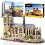 CubicFun 3D Puzzles National Geographic Architecture Building Model Kit for Adults Kids, 3D France Notre Dame De Paris Jigsaw City Puzzle 128 Pieces