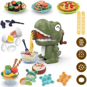Play Dough Sets for Kids, Dinosaur Noodle Machine， Play Color Plasticene ​Set， Kitchen Creations for Making Noodle Cookies & Dinosaur Modle Eggs, Dough Play for Girls Boys Ages3-8(30Pcs )