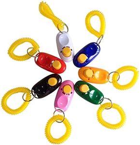 SunGrow 7 Dog Clickers with Wrist Bands - Colorful & Practical Set of Simple, Convenient & Effective Training Tools for Puppy or Cat - Humanized Scientific Professional Design - Perfect Size & Sound