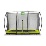 EXIT Toys Silhouette Ground Trampoline - 7x10ft - Rectangular Outdoor Inground Trampoline for Kids - Includes Safety Enclosure Net and Feet Safety System - Great Jumping Power - Safe Entry - Green