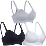 BAOMOSI Womens Nursing Bra for Breastfeeding Seamless Clip Down Push Up Padded Maternity Bras 4-Pack, Black+whie+grey, L