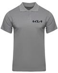 American Apple KIA Logo Printed Polo/Collar Half Sleeve T-Shirt for KIA Staff Employee Promotion T Shirt for Men and Women Grey