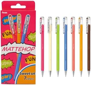 Pentel Mattehop K110-V7STA Sweet Colours Lot de 7 stylos roller à encre gel avec encre à fort pouvoir couvrant, finition mate, 7 couleurs assorties