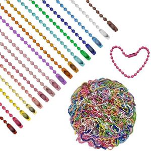 200 Pcs Ball Beads Chain, Bulk Dog Tag Metal Chain, 4.72 inch Ball Chain Necklace Keychains with Connectors for Hanging Ornament Decoration Accessories Jewelry Making DIY Crafts (Vibrant Color)