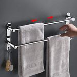 Telescopic New Type Towel Bar Bathroom Towel Hook Towel Ring Towel Rack for 3M Colloid,SUS304 Stainless Steel in Bathroom Kitchen No Screws 19.7 Inch-31.5 Inch 2-Bar