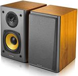 Edifier New R1000T4 Ultra-Stylish Active Bookshelf Speaker System - UNCOMPROMISING Sound Quality for Home Entertainment Theatre, MDF Wooden Enclosure, 4inch BASS Driver Speakers (Brown), Black