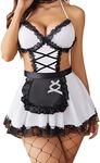 Avidlove Women Sexy Maid Lingerie Roleplay Lingerie Cosplay Lingerie Set Sexy Maid Costumes White S