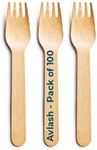 Avlash ® - Pack of 100 Wooden Disposable Fork -Biodegradable & Plastic Free Wooden Forks - Ideal for Wedding, Picnic, Party, Office Eco Friendly