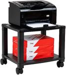 Mind Reader Classify Mobile Printer Cart with Cable Management, BlK, 2 Tiers, Black