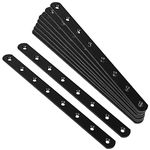 TSSS 10 PCS 245 x 20mm Black Flat Mending Plate Steel Straps Straight Repair Plates Brace, Joining Plates Repair Fixing Bracket Connector Thickness 3mm, Max. Load 30KG, Screw not Included