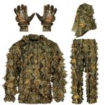 AYIN Ghillie Suit For Men, Hunting Suits 3D Leaf Bush Gillie Suit Camo Turkey Hunting, Hooded Gillies Camo Hunting Suits, Autumn Brown, Large/X-Large