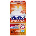 Hefty® Garbage Bags, Strong Large 34 Litres White Kitchen, Easy Flaps, Arm & Hammer odour neutralizer, 40 Bags