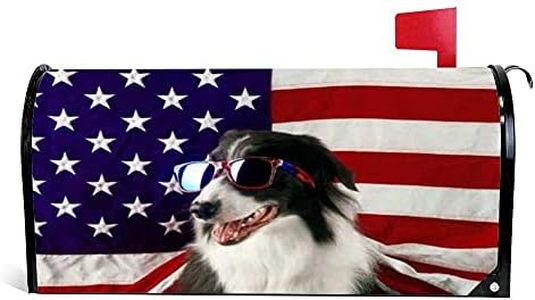Generic Magnetic Mailbox Covers July 4th Patriotic USA Flag Dog Stickers MailWraps Post Cover Memorial Decor Standard Size 21x18 inch(XMCJQ-Magnetic-01)