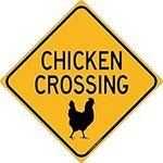 Metal Tin Sign Chicken Crossing Road Chicken Coop Rooster Hen Garden Sign For Home Office Bar Indoor Outdoor Wall Decor Yard Sign Square Sign 8" x 8"