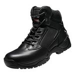 NORTIV 8 Men's Military Tactical Work Boots Side Zipper Lightweight Hiking Motorcycle Combat Boots Black Size 7 M US Alloy