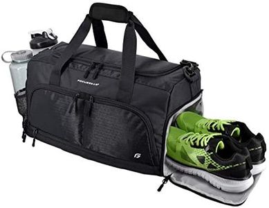 Ultimate Gym Bag 2.0: The Durable Crowdsource Designed Duffel Bag with 10 Optimal Compartments Including Water Resistant Pouch (Black, Medium (20"))