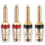 Facmogu 4PCS Black & Red Heavy Duty 5-Way Binding Post Banana Jacks 4mm, 24K Gold Plated Sold Brass Insulated Binding Post Banana Plugs, Speaker Amplifier Bindling Post Terminals - Long