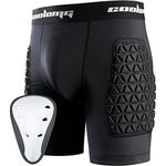 COOLOMG Boys Padded Compression Shorts with Groin Cup Youth Athletic Protector Shorts for Baseball,Hockey,Lacrosse M